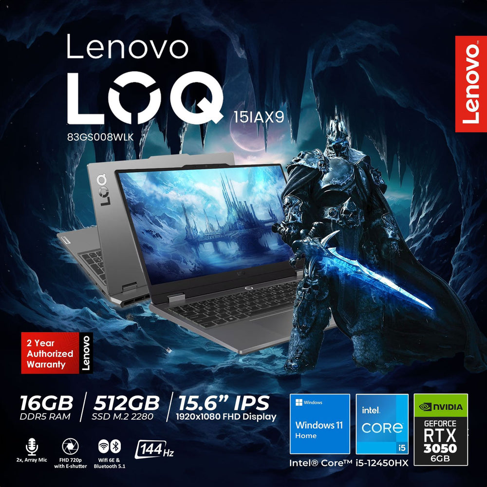 Lenovo LOQ 15IAX9 Gaming Laptop Intel® Core™ i5-12450HX RTX™ 3050 6GB GDDR6
