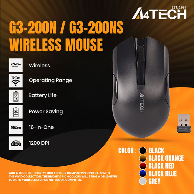 A4Tech G3-200NS 2.4G Reliable Wireless Mouse