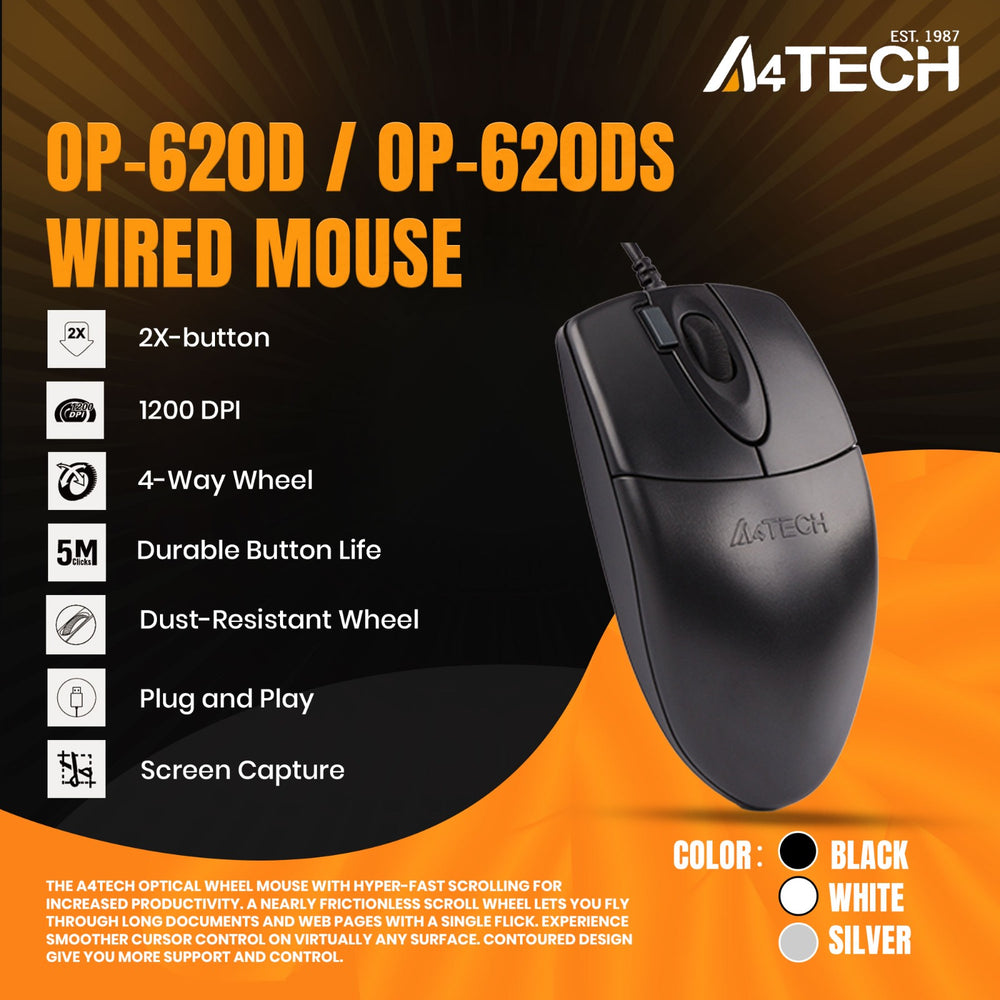 A4Tech OP-620D V-Track Wired Mouse USB/Black