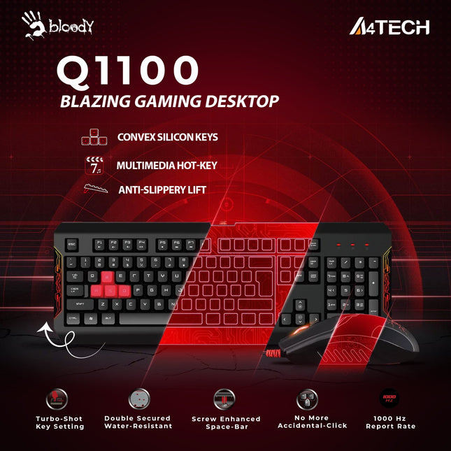 A4 TECH Bloody Q1100 Gaming Keyboard And Mouse