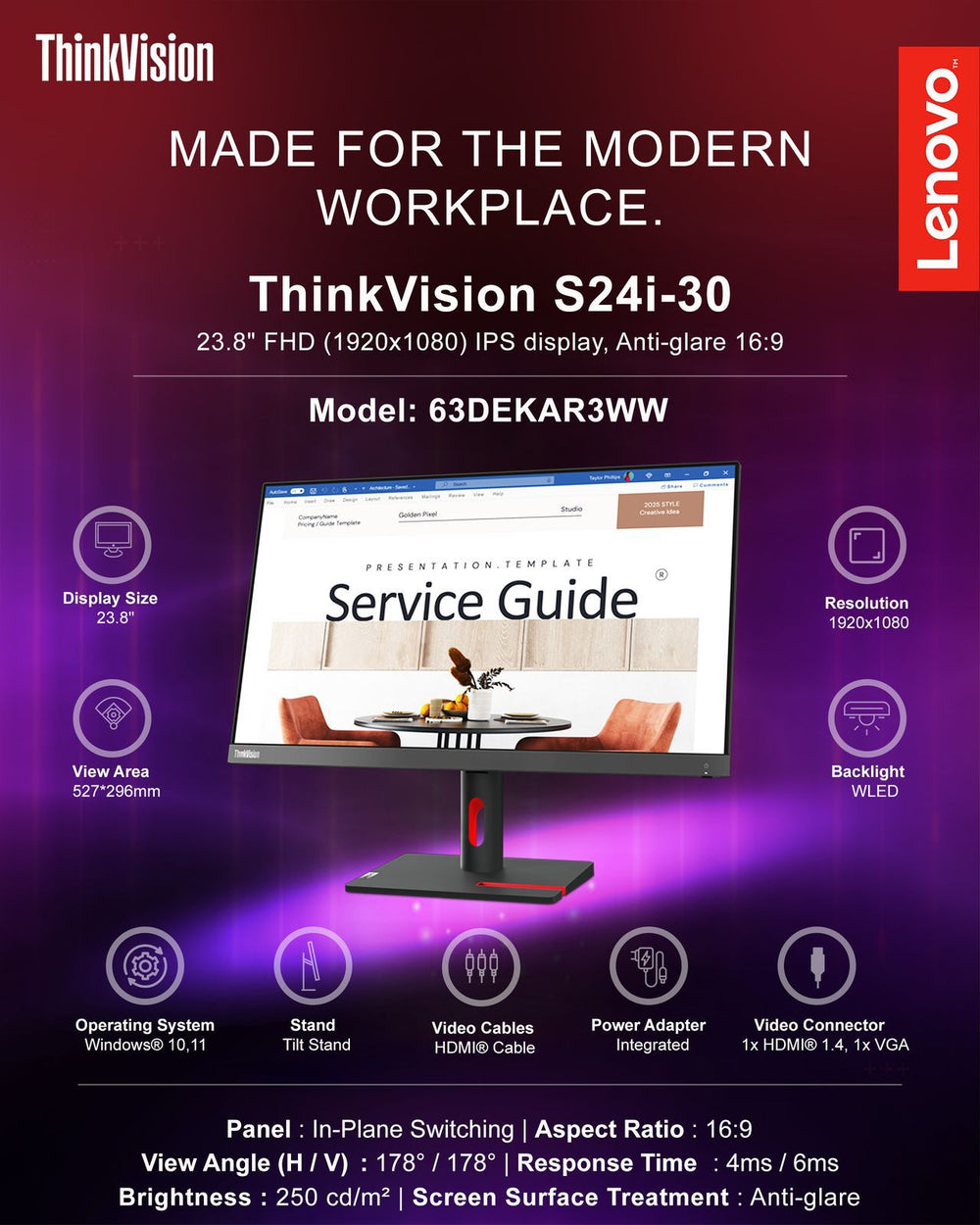 LENOVO S24I-30 63DEKAR-3WW