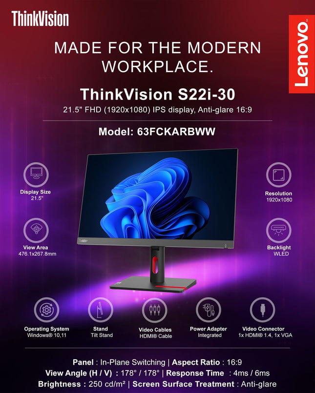 Lenovo S22i-30 63FCKAR-BWW